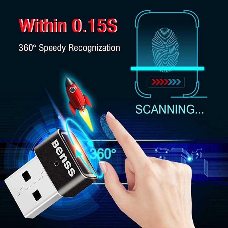 Fingerprint Reader Windows 10 Hello for PC Windows Hello Fingerprint Scanner Fingerprint Sensor Multi Finger 360 Degree Touch Speedy Matching Biometric PC Laptop