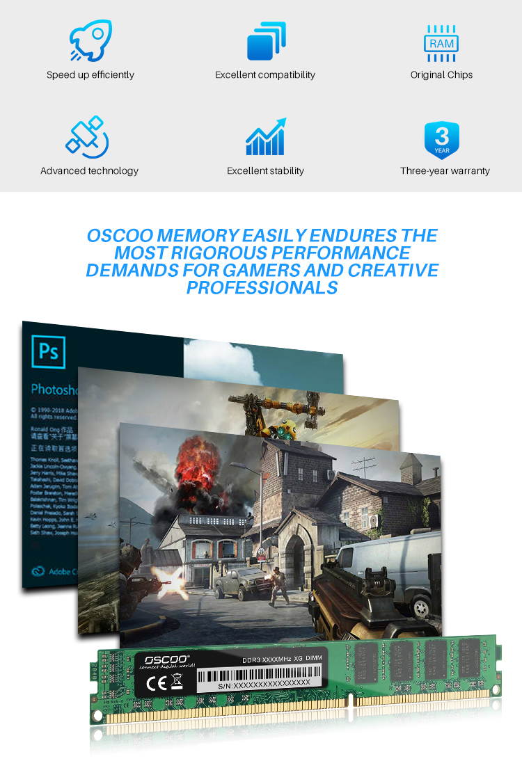 OSCOO Memory Ram DDR3 1600MHZ 4G High Performance For Laptop Notebook