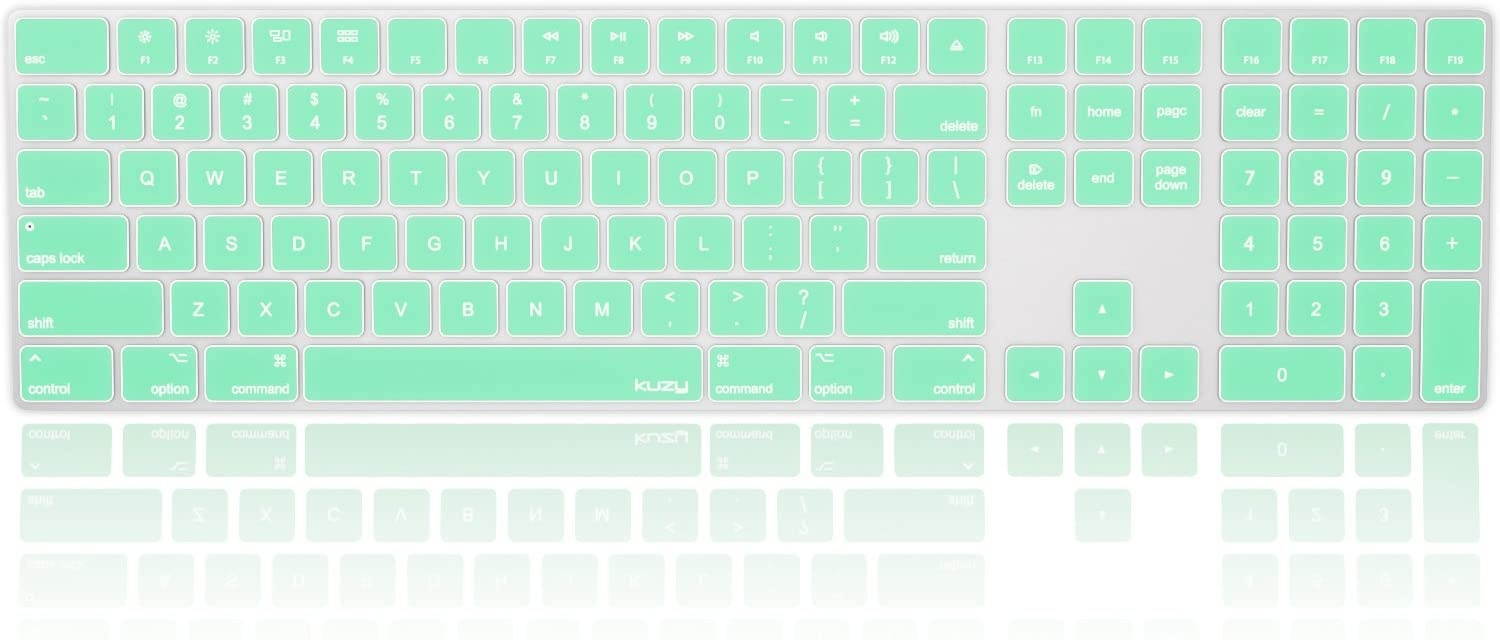 Kuzy - Mint Green Keyboard Cover for Apple Magic Keyboard with Numeric Keypad Model: A1843 - Wireless Bluetooth (Newest Version) Skin Silicone for iMac - Mint Green