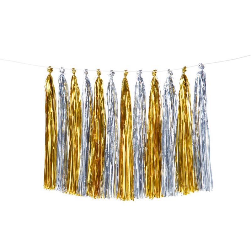 Meri Meri   Gold & Silver Tassel Banner   Party Decorations and Accessories - 10.5'