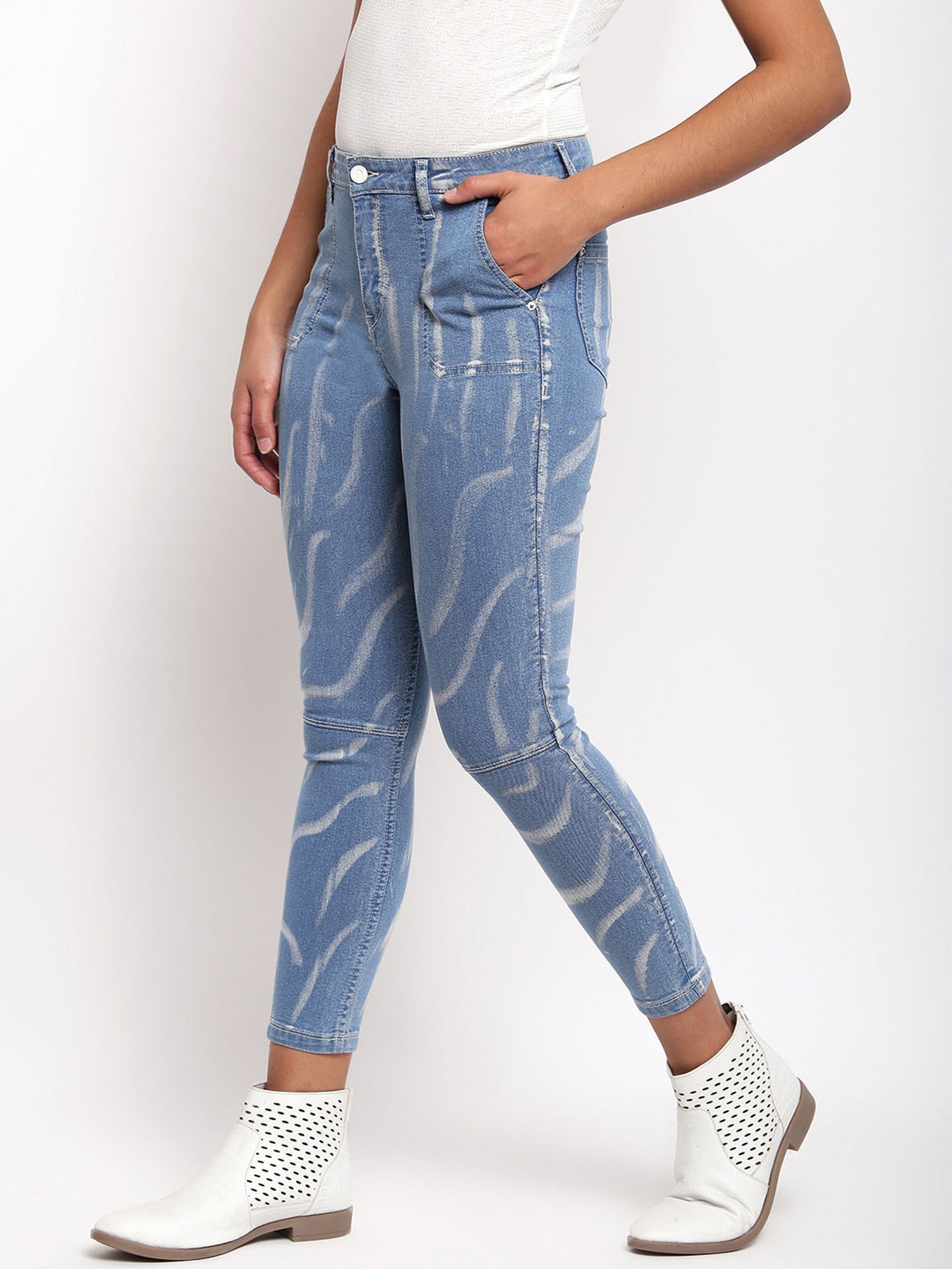Tales & Stories Blue Printed Jeans