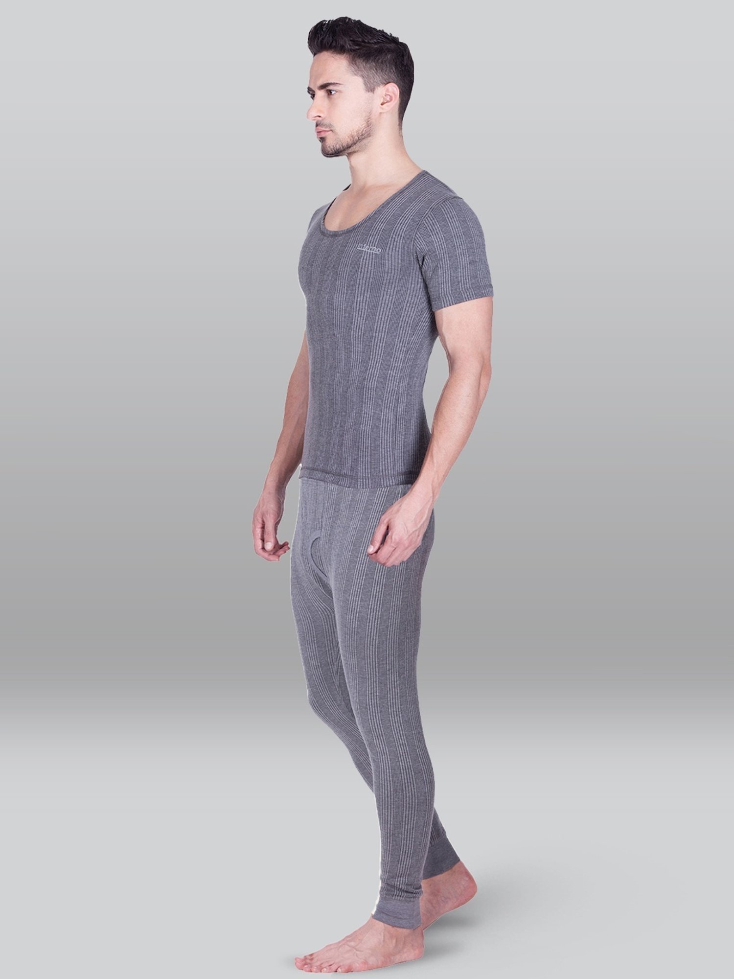 LUX Inferno Charcoal Skinny Fit Striped Thermal Set - Pack of 2