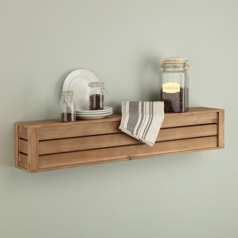 Rustic Wood Crate Floating Wall Mount Shelf Storage - Gallery Solutions