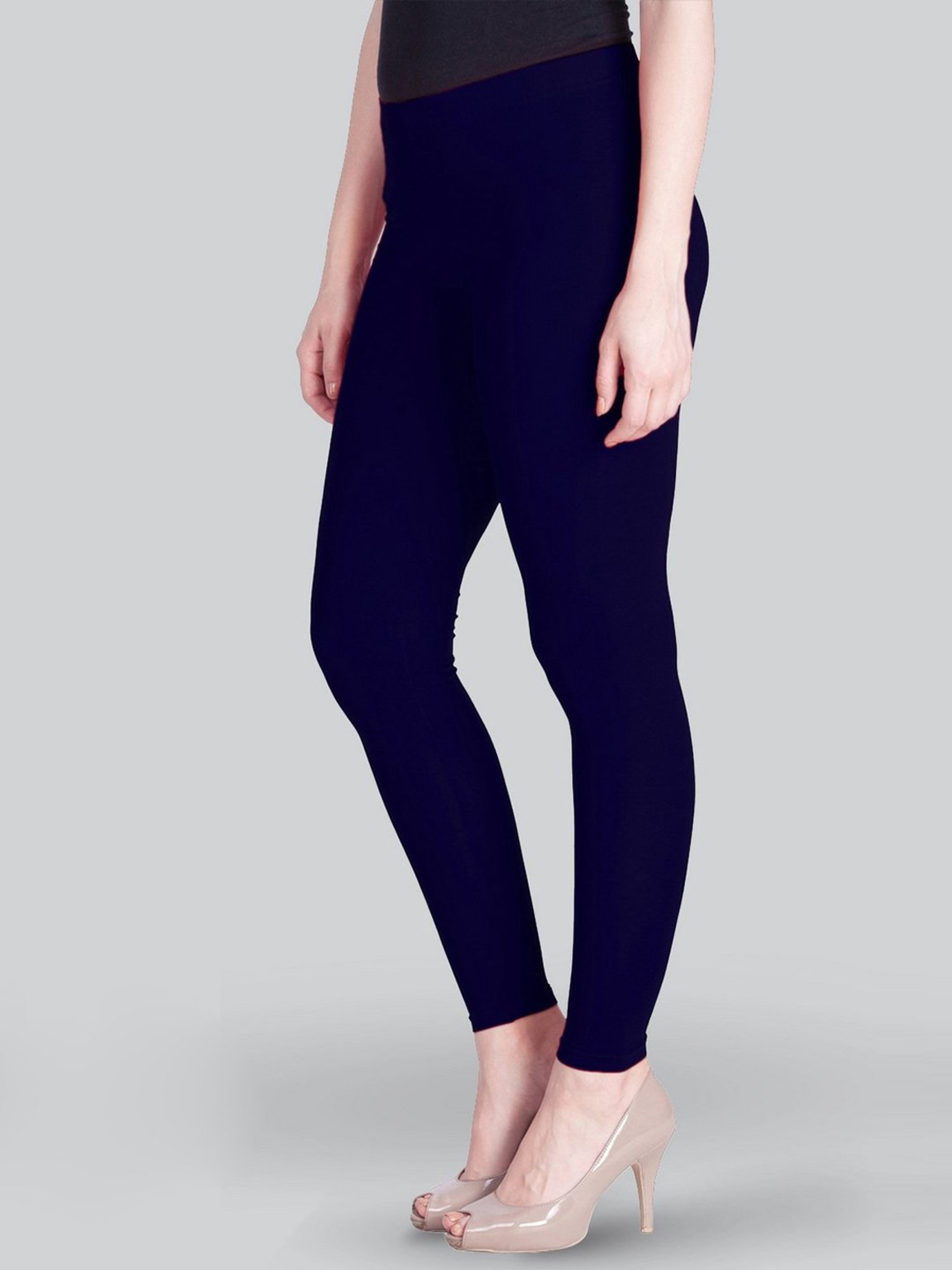 Lyra Navy Cotton Ankle Length Leggings