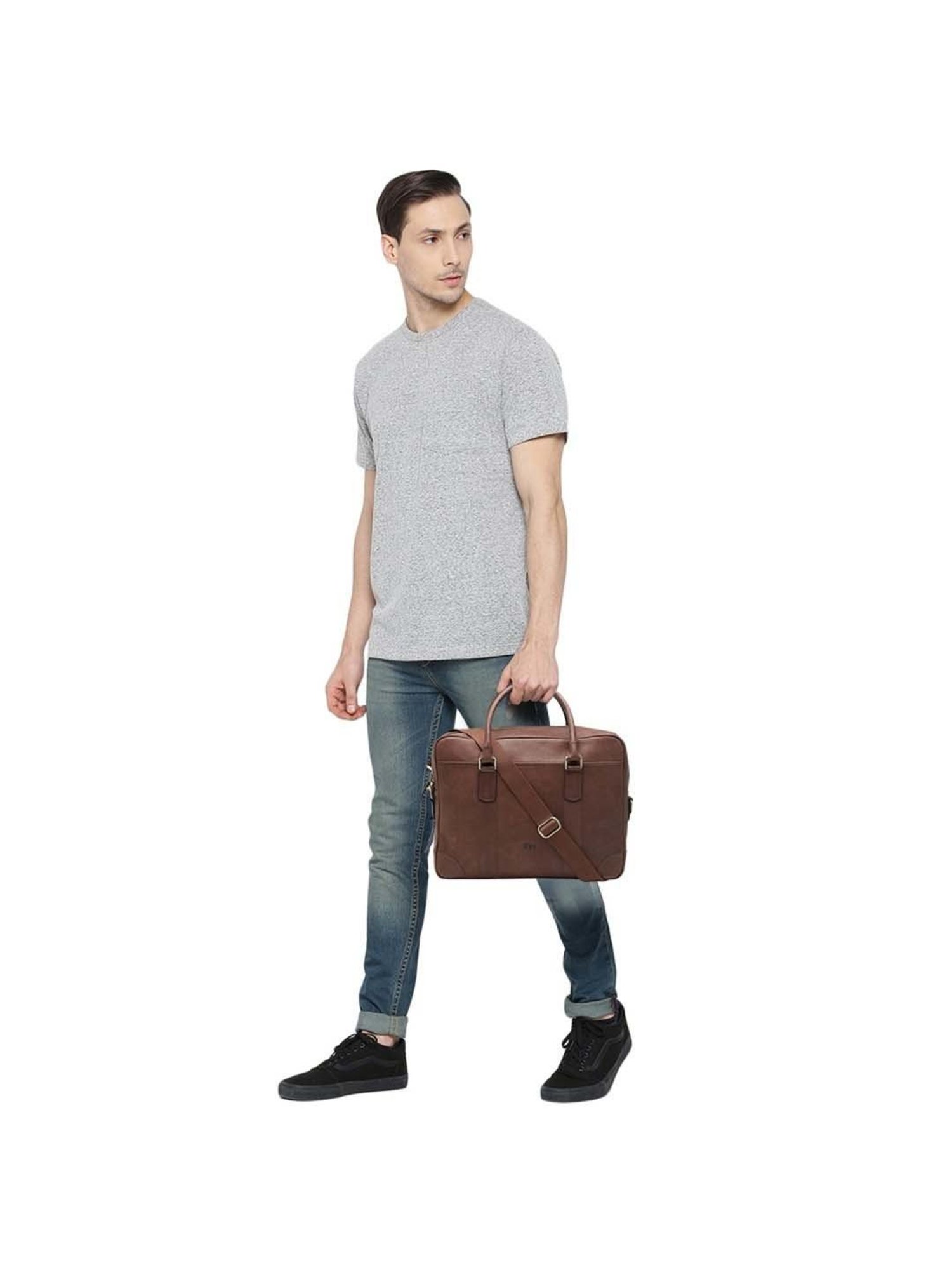Tohl Zanon Tan Formal Leather Laptop Bag for Men