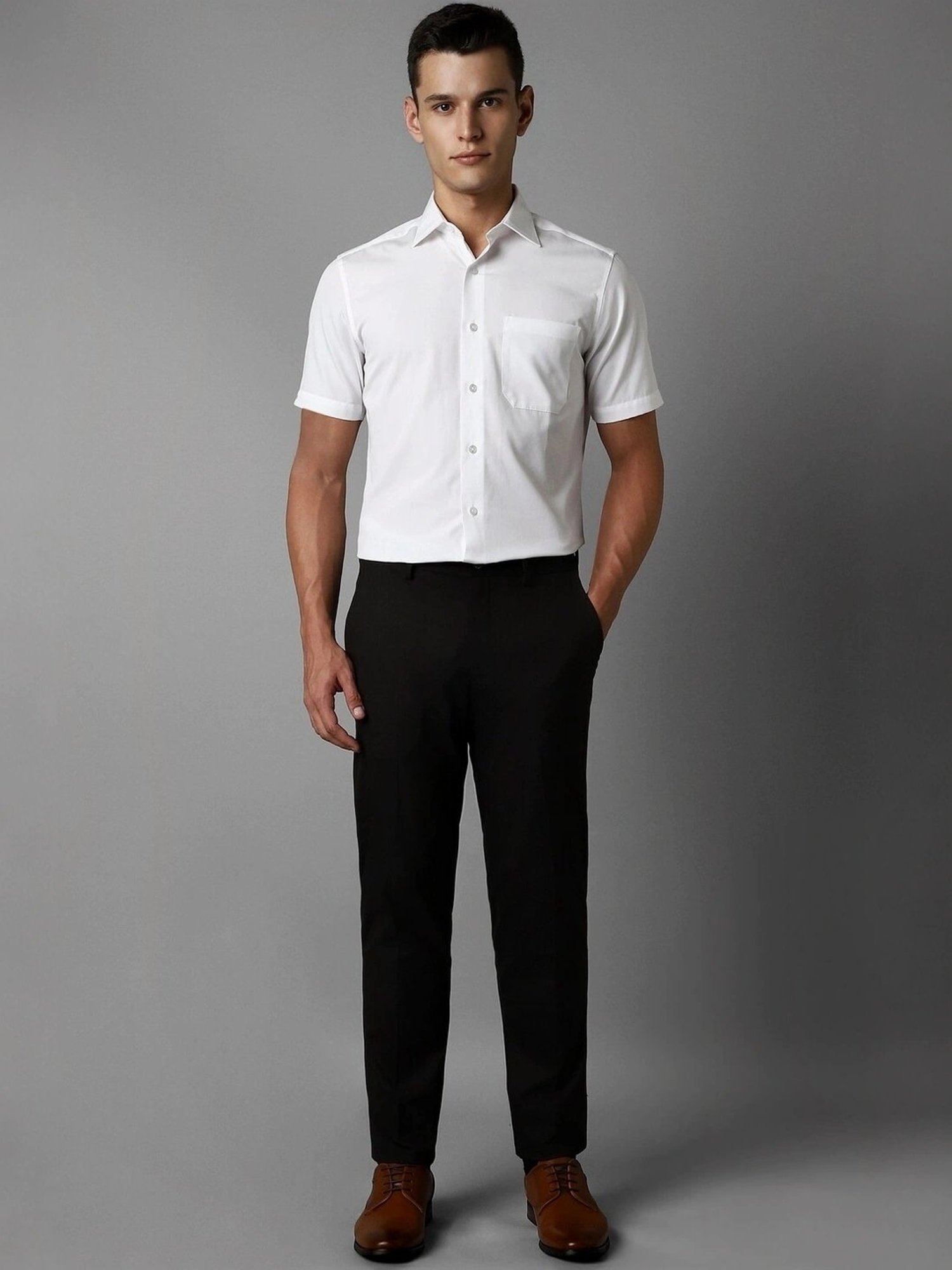 Louis Philippe Black Slim Fit Trousers