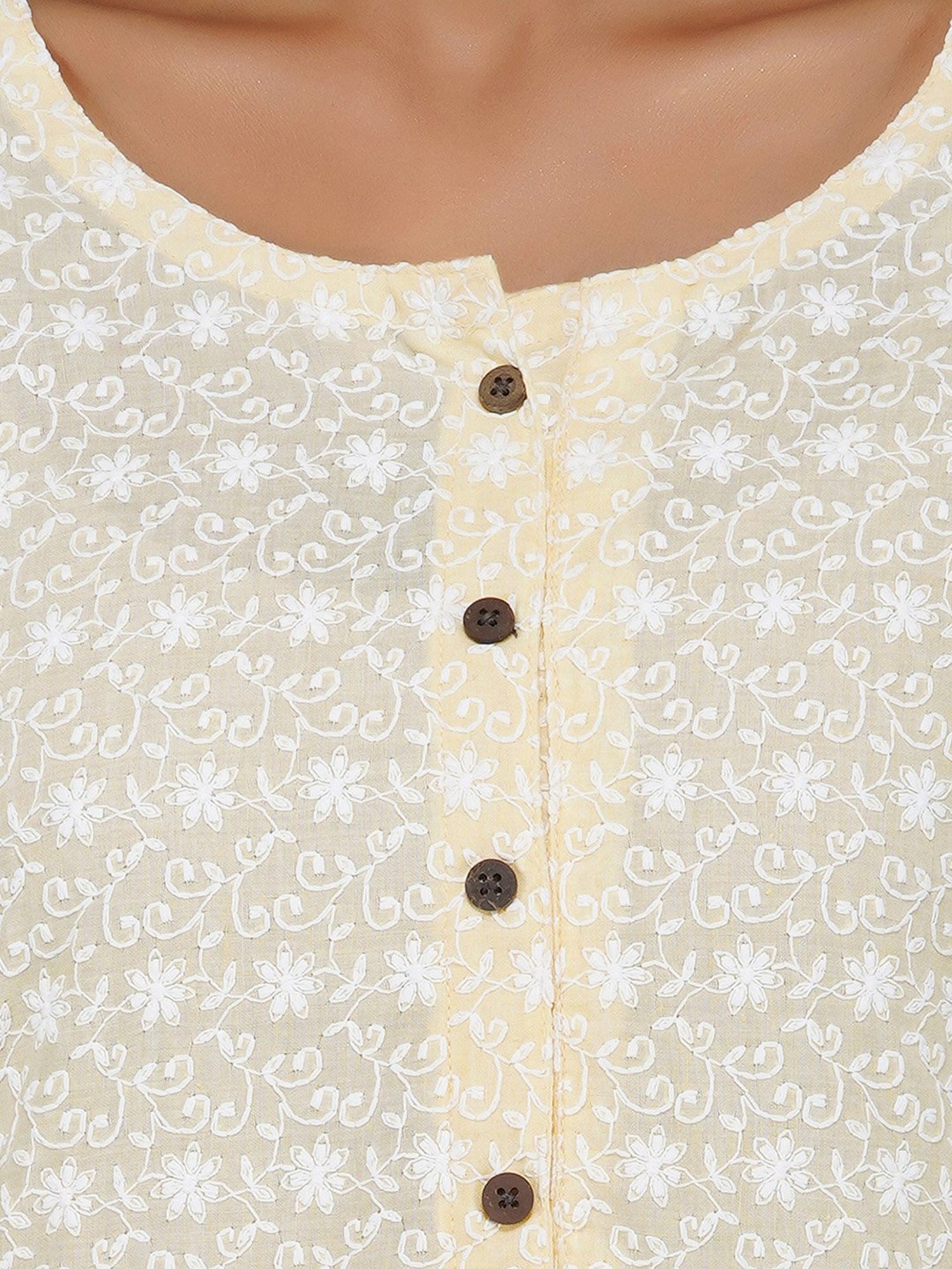 Paislei Light Yellow Printed Cotton Kurta