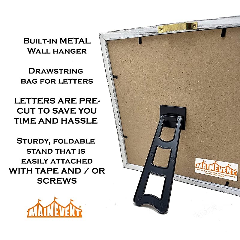 Letter Board with 10x10 Inch Rustic Wood Frame Script Words Precut Letters Picture Hangers Farmhouse Wall Decor Shabby Chic Vintage Decor Black Message Board