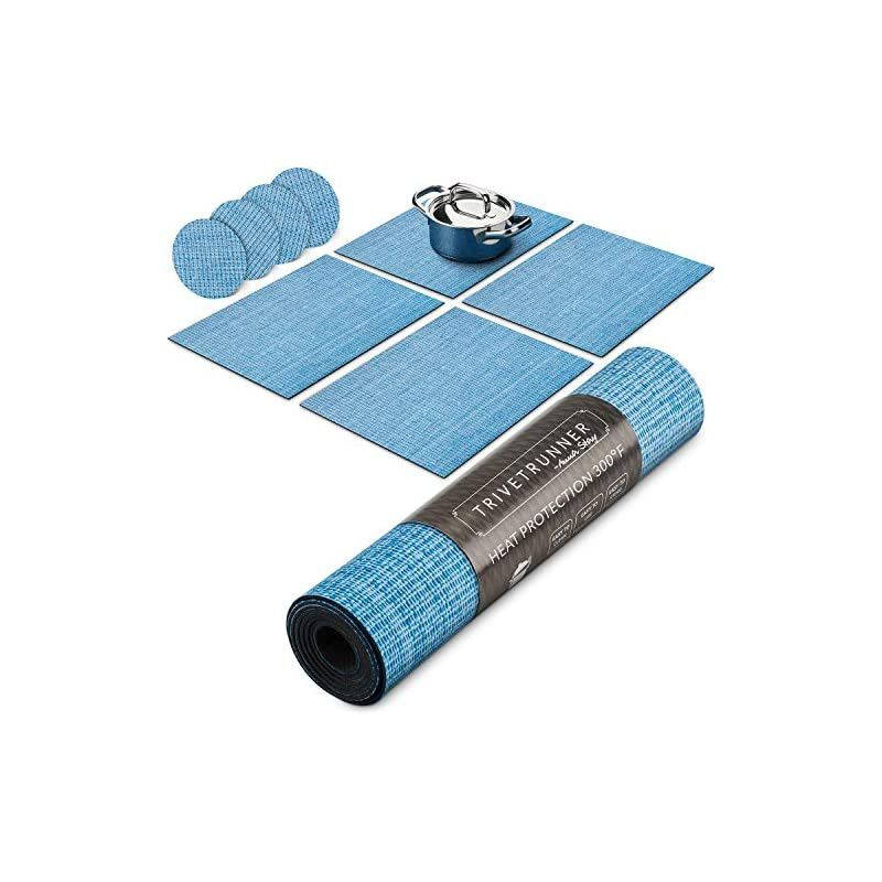 Modular Trivet Runner for Table 6 pcs Placemats Hot Pad, Heat-Resistant Surface,for Hot Plates, Pots, Dishes, Cookware for Kitchen (6 pcs Burgundy Placemats)