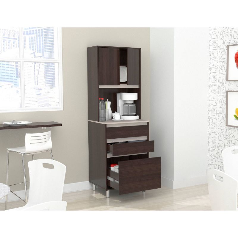 2 Door/3 Drawer Breakroom Cabinet Espresso/Amber Gray - Inval
