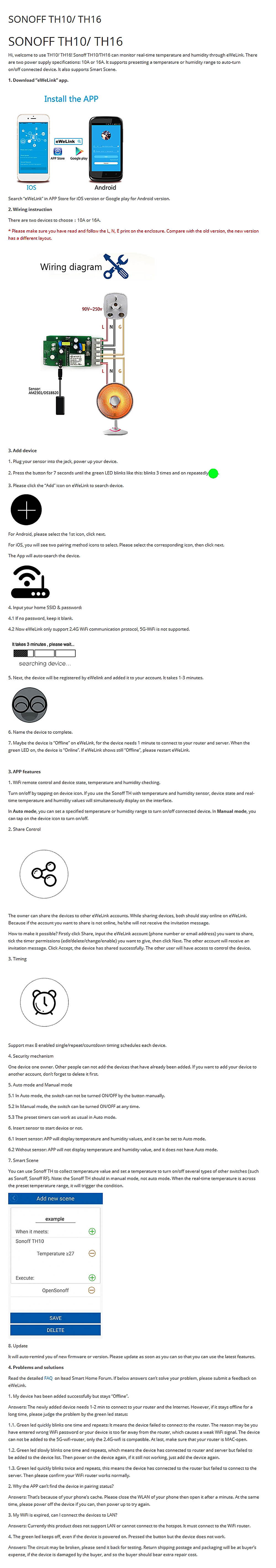 SONOFF TH16 WiFi Wireless Smart Switch Monitoring Temperature Humidity Wireless Home Automation Kit Works With Amazon Alexa Google Home Nest 15A 3500W