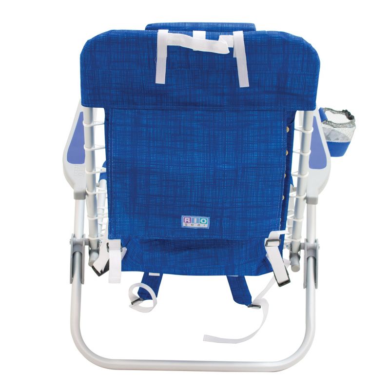 RIO Brands Portable Lightweight Aluminum Frame 4 Position Lace Up Folding Backpack Beach Lawn Patio Lounge Chair, Blue (2 Pack)