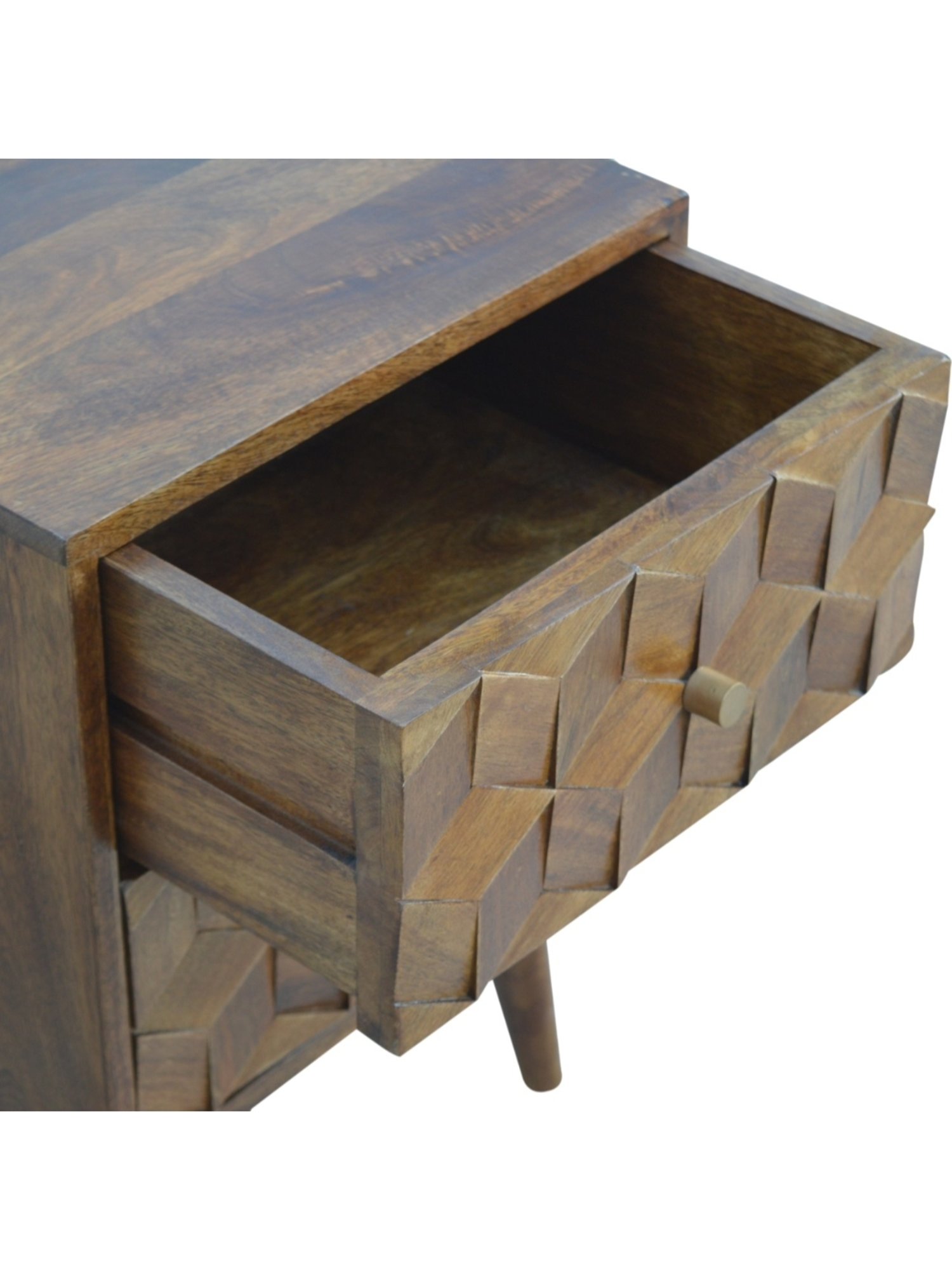 Artisan Furniture Solid Brown Mango Wood Side Table Chestnut Finish