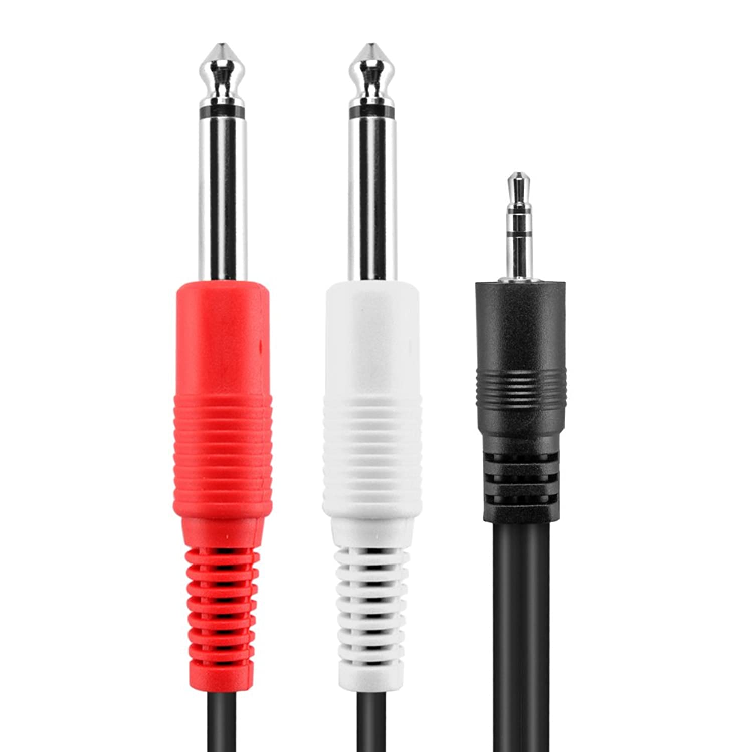 TNP Premium 3.5mm TRS to Dual 1/4 Inch TS Audio Cable - Male 3.5mm 1/8" Stereo AUX Auxiliary to 6.35mm 1/4" Y Adapter Connector Wire Cord Plug Jack (15 Feet)