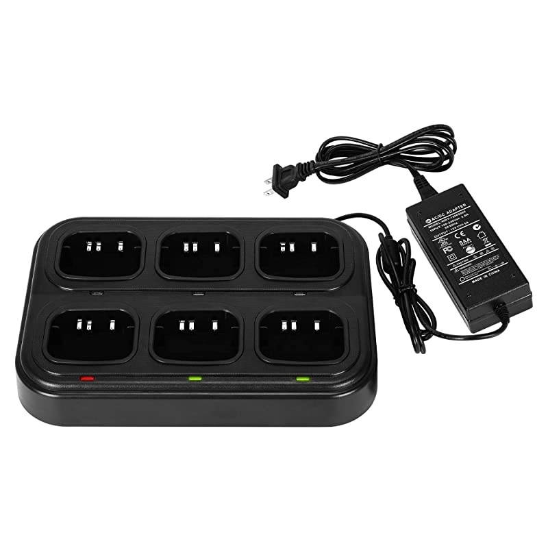 Two Way Radios SixWay Battery Gang Charger Bulk Bank Multi Charger with Power Adapter Desktop Battery Charging Station for  FPCN30A No Radios Included