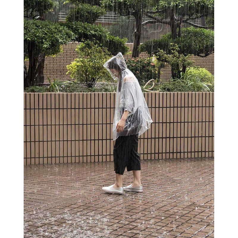 Juvale 48 Pack Disposable Rain Poncho with Hood, Waterproof Raincoats for Camping, Hiking, Sport or Outdoors