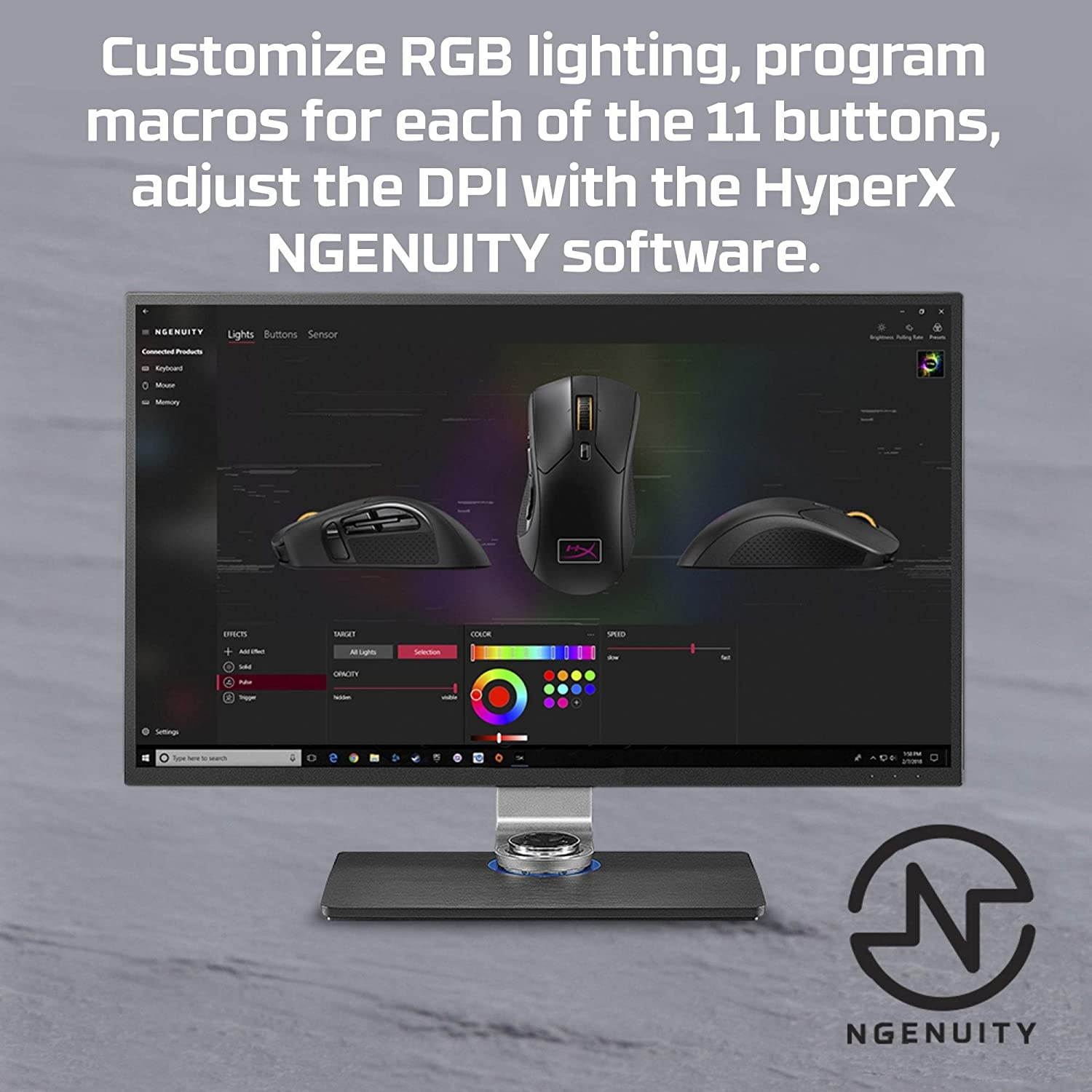 HyperX Pulsefire Raid &ndash; Gaming Mouse, 11 Programmable Buttons, RGB, Ergonomic Design, Comfortable Side Grips, Software-Controlled Customization