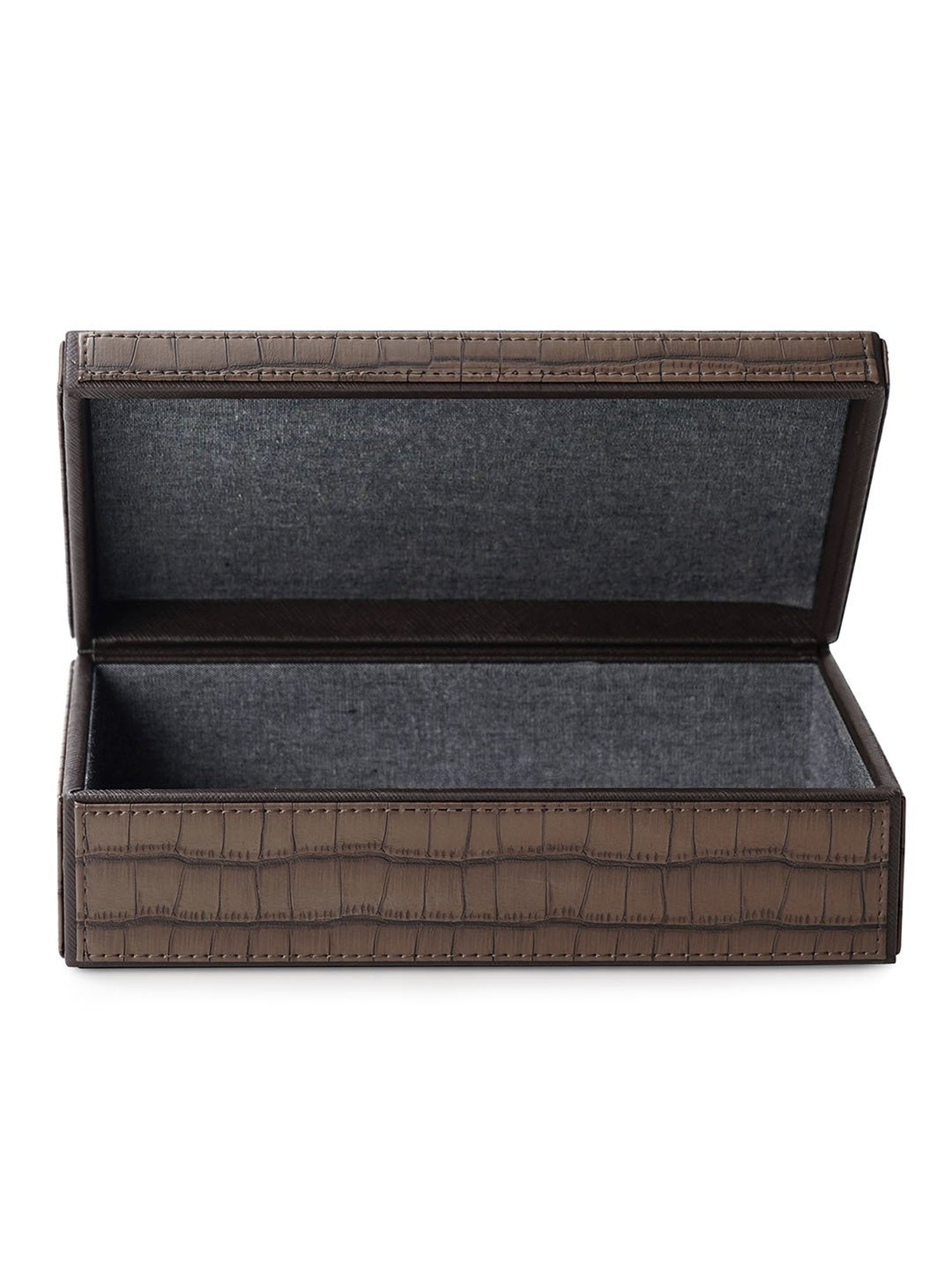 Pure Home and Living Brown Leather Storage Boxes