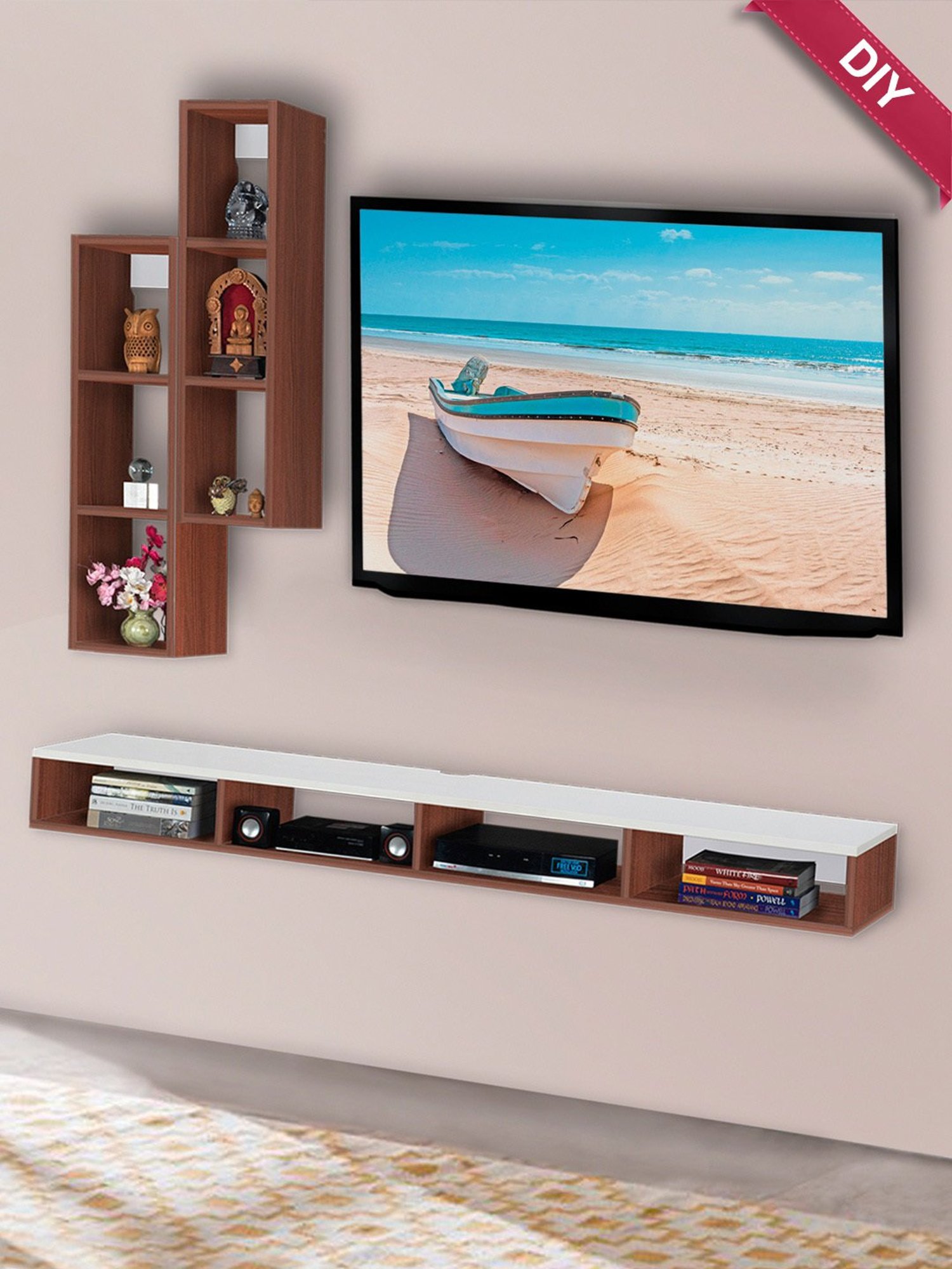 Delite Kom Flex Flowery Wenge & Acacia Dark Engineered Wood TV Entertainment Unit