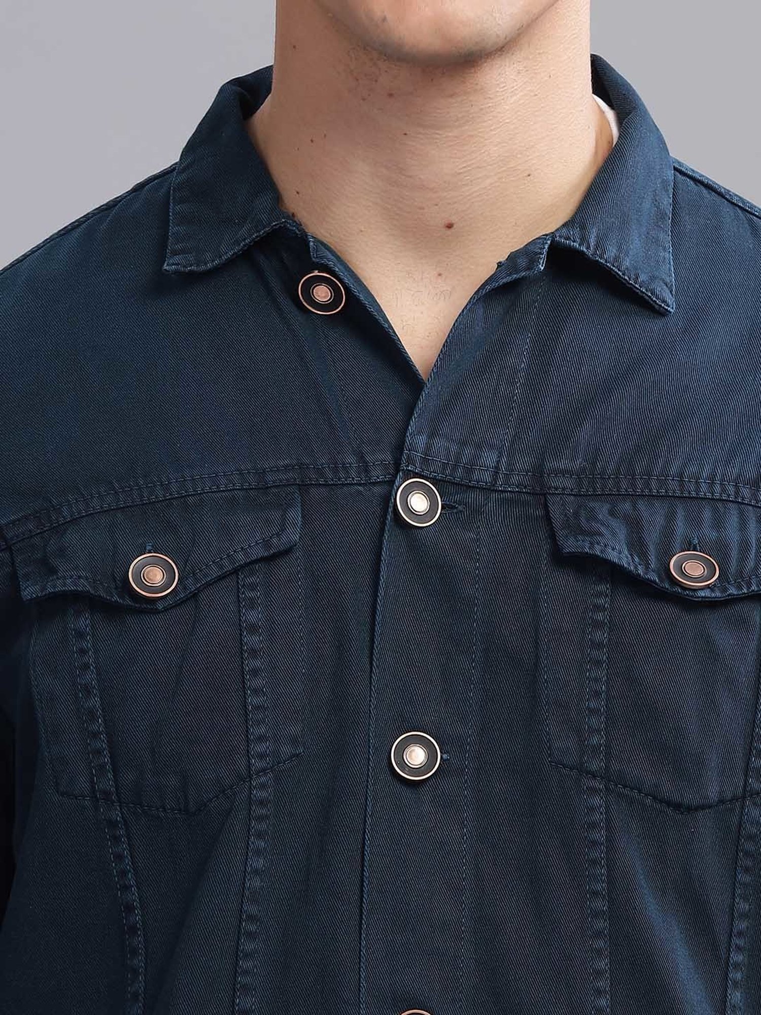 Kuons Avenue Dark Teal Regular Fit Denim Jacket