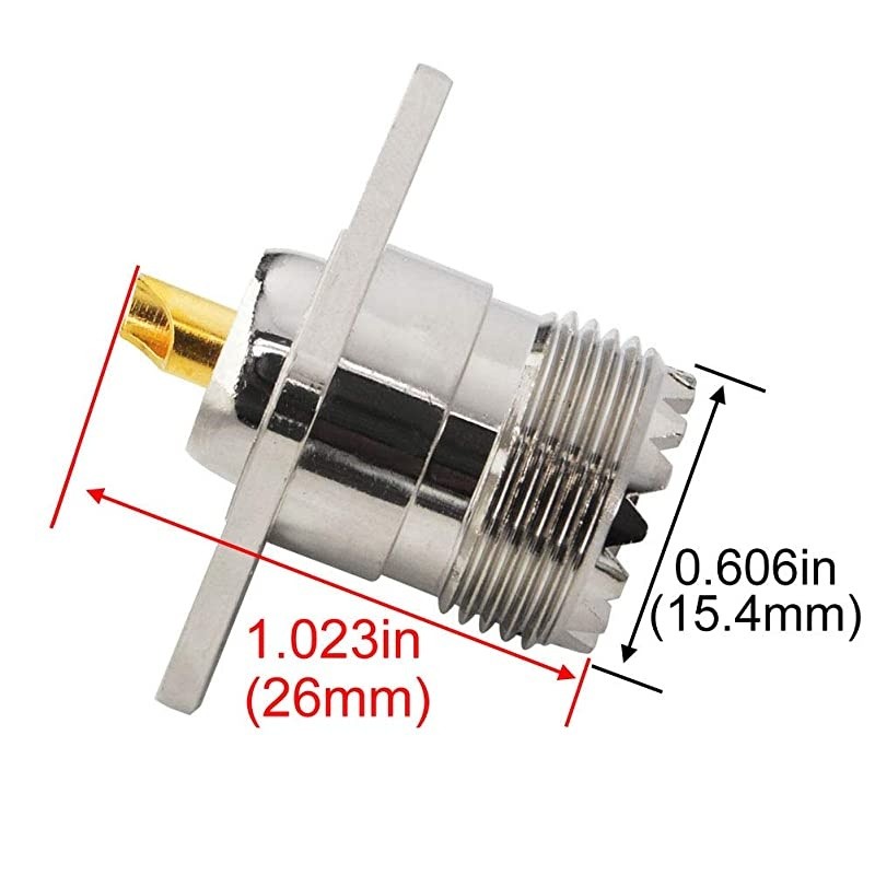 UHF Female SO239 4Hole Panel Chassis Mount Flange Panel Mount Adapter Solder Cup RF Coaxial Coax Connector Adapter for PL259 Male Plug Pack of 2
