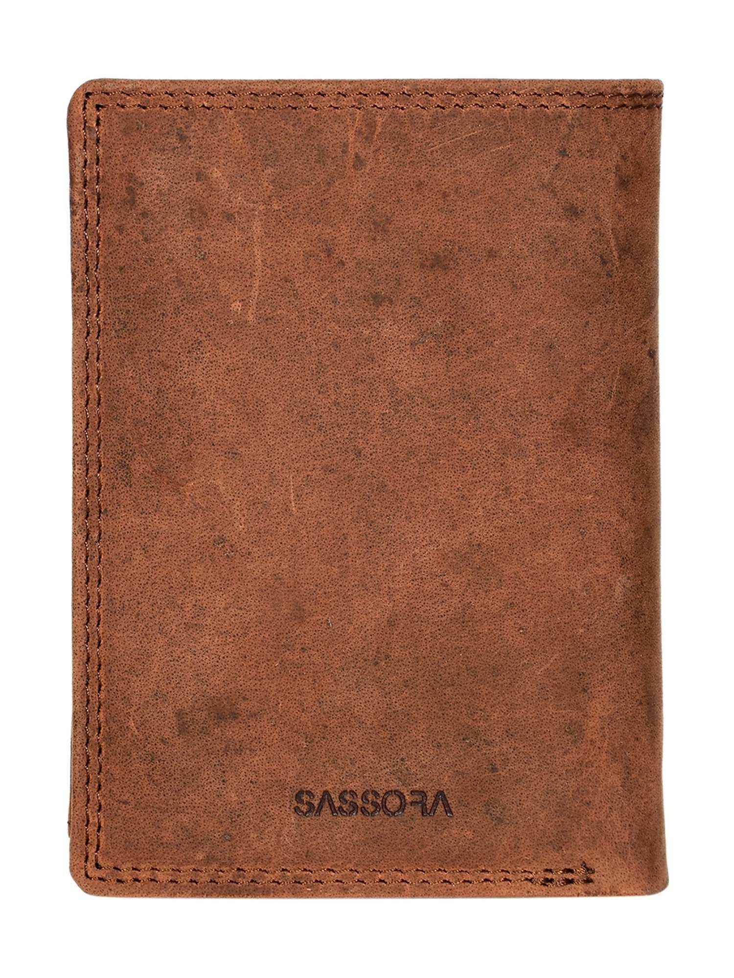 SASSORA Brown ARLO Textured Small Leather Bi-Fold Wallet