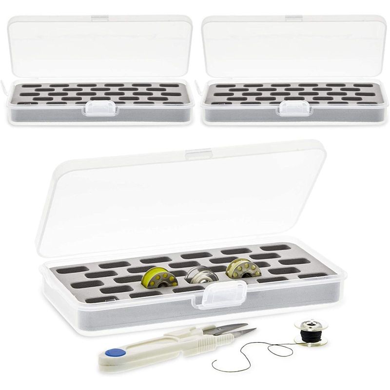 Bright Creations 3 Pack Bobbins Organizer with EVA Cushion for Sewing, 28 Grids (7.15 x 3.5 x 1.15 in)
