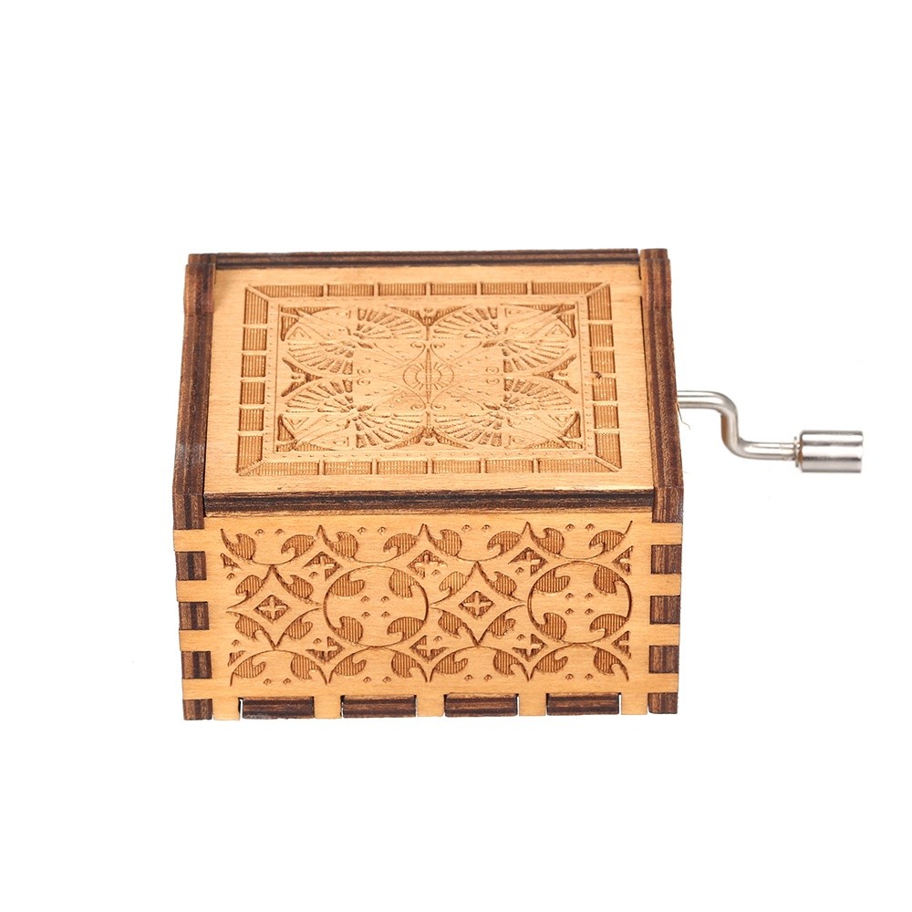 Wood Music Box Mini Vintage Engraved Hand-Operated Musical Box Birthday Christmas Valentine's Day Exquisite Gift