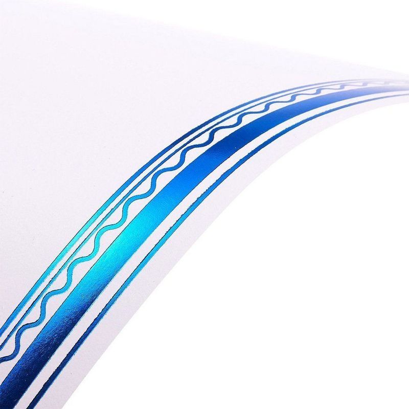 50-Sheet Award Certificate Papers, Letter Sized for Diploma, Blue Foil Border, Printer Friendly, 11 x 8.5"