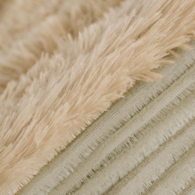1 Pc Twin Microfiber Long Shaggy Bed Blankets Pale Camel  - PiccoCasa