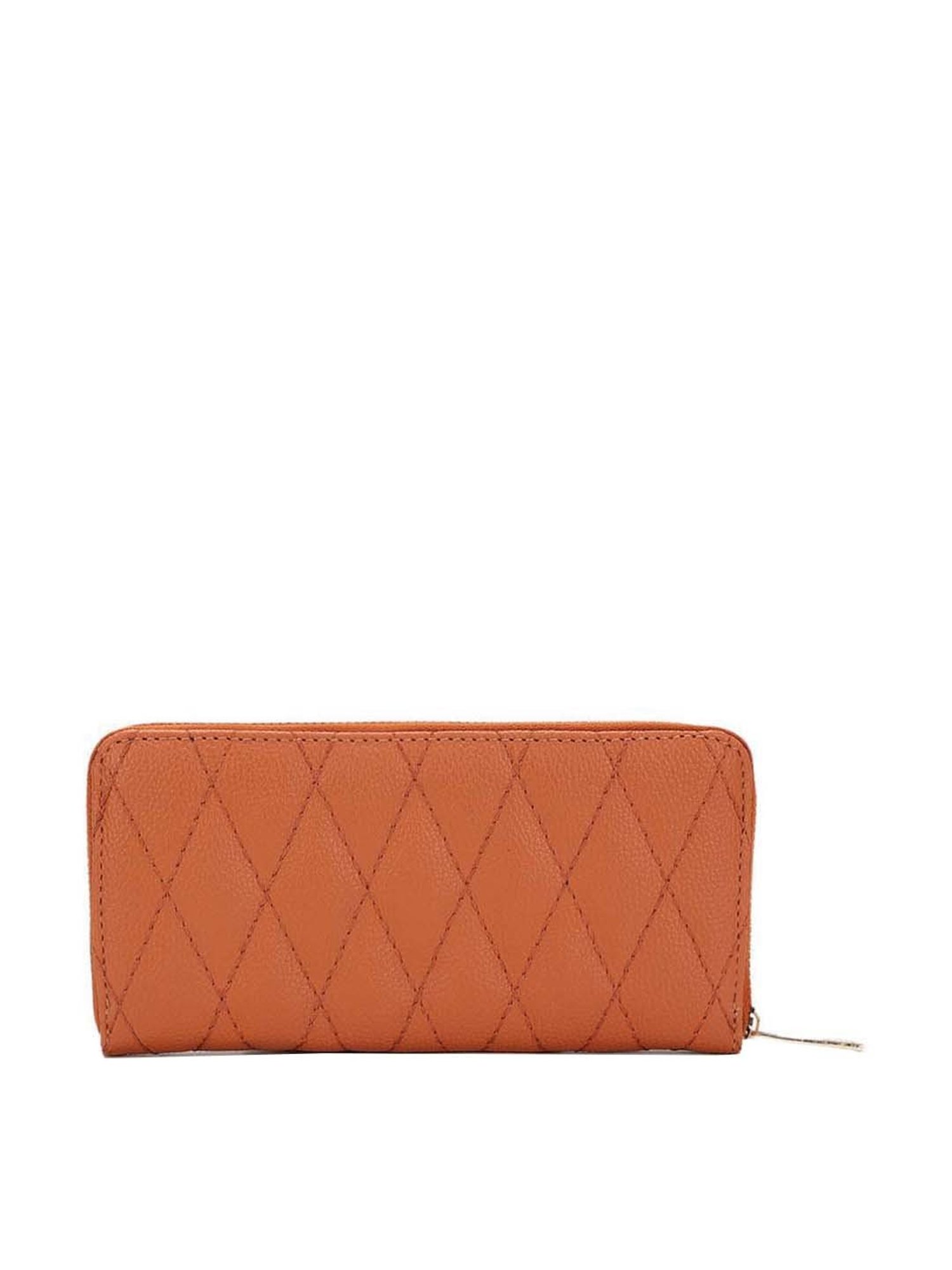 KLEIO Tan Quilted Zip Around Wallet for Women