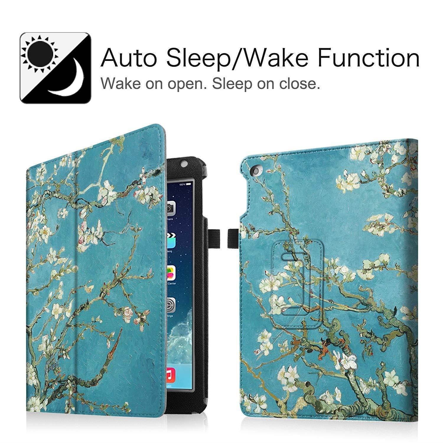 Fintie iPad Air 2 Case - Premium Vegan Leather Slim Fit Folio Case Smart Stand Protective Cover Auto Sleep/Wake Feature for Apple iPad Air 2, Blossom