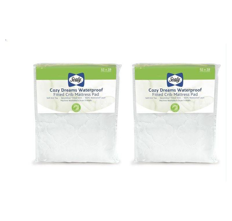 Sealy Cozy Dreams Waterproof Fitted Crib Toddler Mattress Pad - 2pk