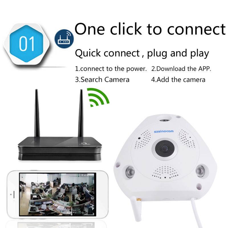 High Definition Mega Pixel Image Electronic PTZ Home Security Camera 360 Degree Full Range Viewing Camera White