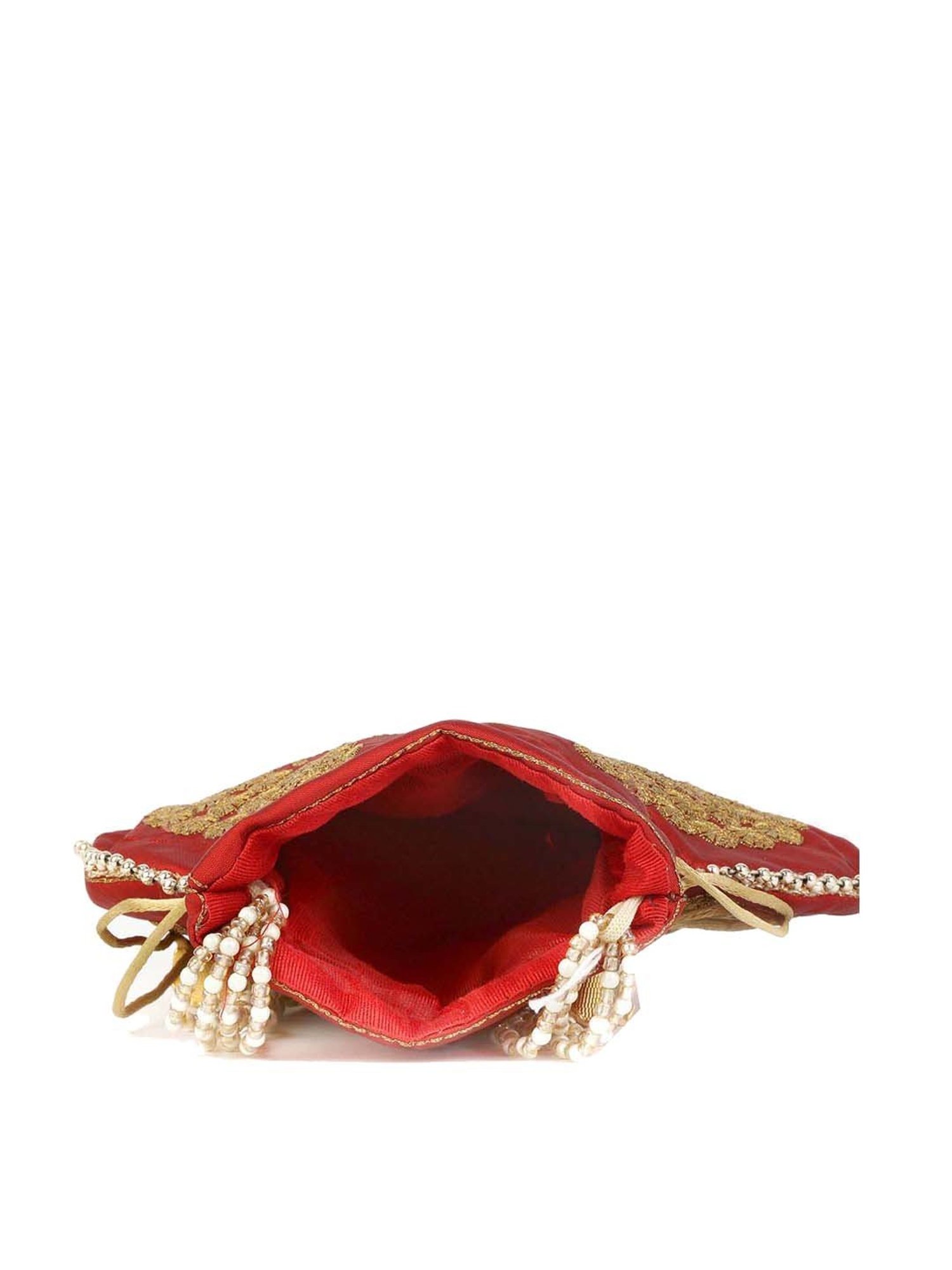 Gaurapakhi Red Embroidered Potli