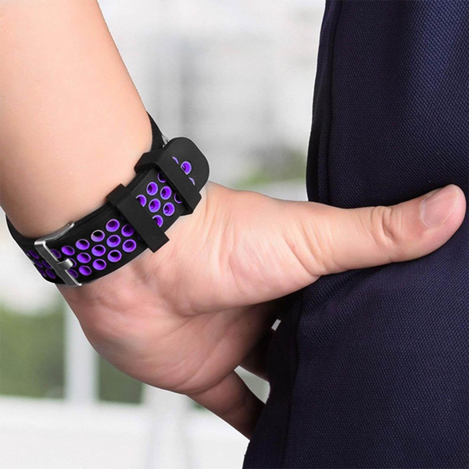 Samsung Galaxy Watch 46mm breathable silicone replacement bracelet- Black/Purple