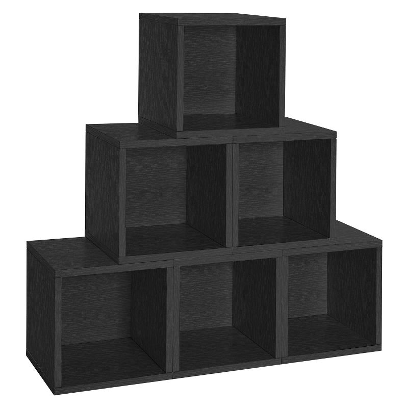 Way Basics Eco Stackable Vinyl Record Storage Cube Black Wood Grain