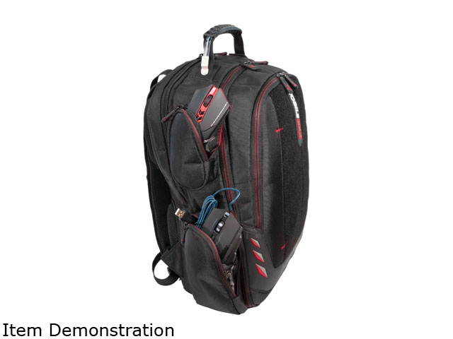 Mobile Edge - Core Gaming Checkpoint Friendly 18.4" Backpack w/Velcro Front Panel - Black with Red Trim