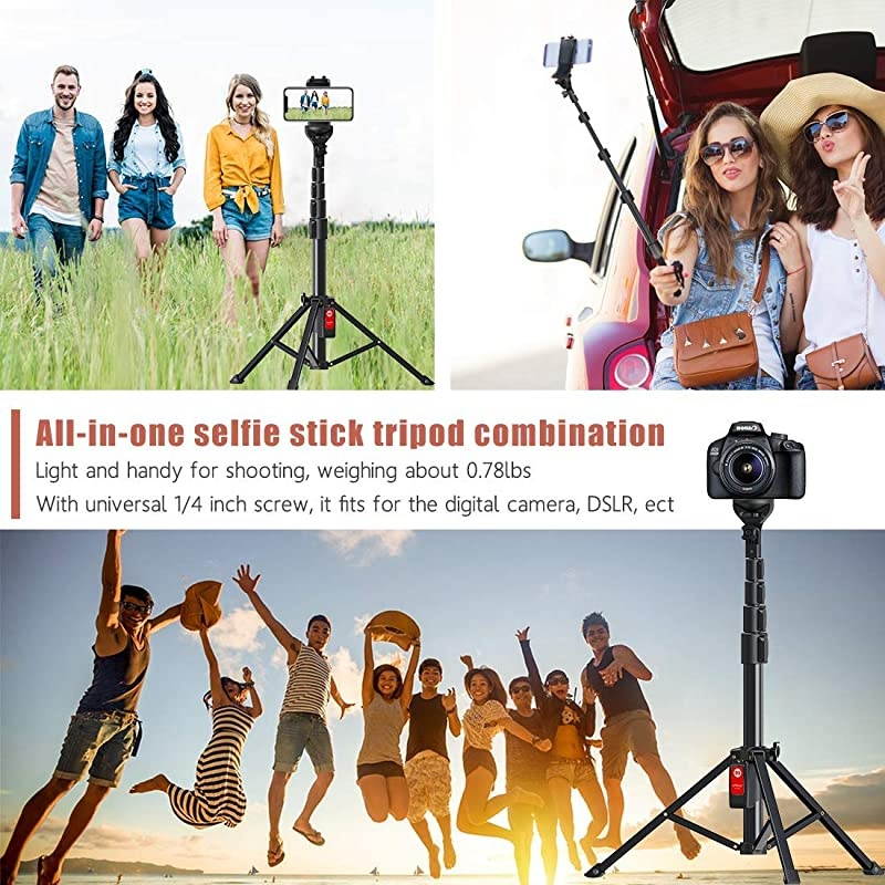 Stick Tripod 59 AllinOne Extendable Portable Bluetooth Sticks Phone Tripods Compatible with iPhone 11 11 pro Xs Max Xr X 8Plus 7 Galaxy S10+ S9 S8 and Digital Cameras Lightweight