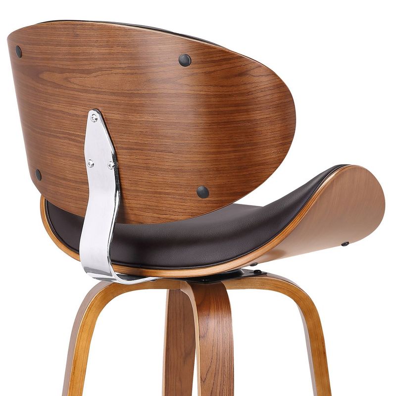 30" Caswell Mid-Century Swivel Height Barstool Brown - Armen Living