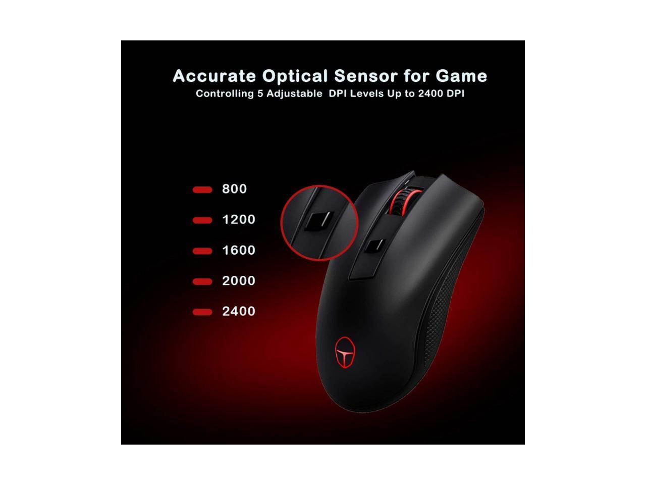 ThundeRobot Wireless Mouse with 5 Adjustable DPI, 2.4G USB Cordless Mouse For Laptop PC Windows Mac, Nano Receiver Gamer Wireless Computer Mouse works with 1AA Battery(Not Included), Extra Long Range