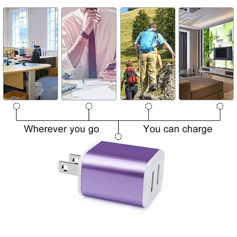 Micro USB Wall Charger,  Micro USB Cable 6ft Android Phone Cord with Dual Port USB Charger Plug Charging Block for Samsung Galaxy S7 S6 J8 J7 J6 J5, LG K50 K40 K30 K20, Stylo 3 2, Moto E6s E5 G5