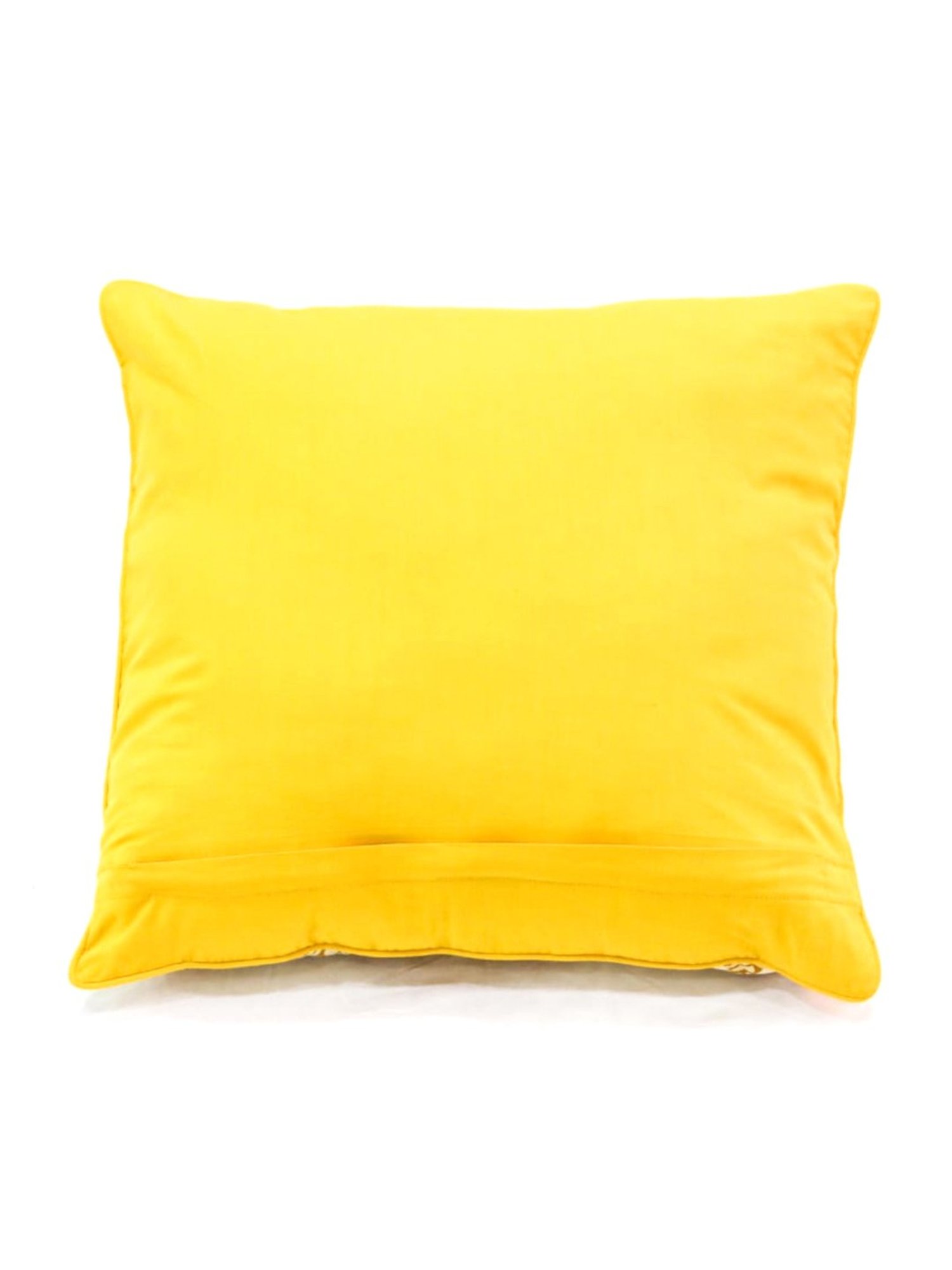 Spaces Spun Floral Yellow Cotton Cushion Cover