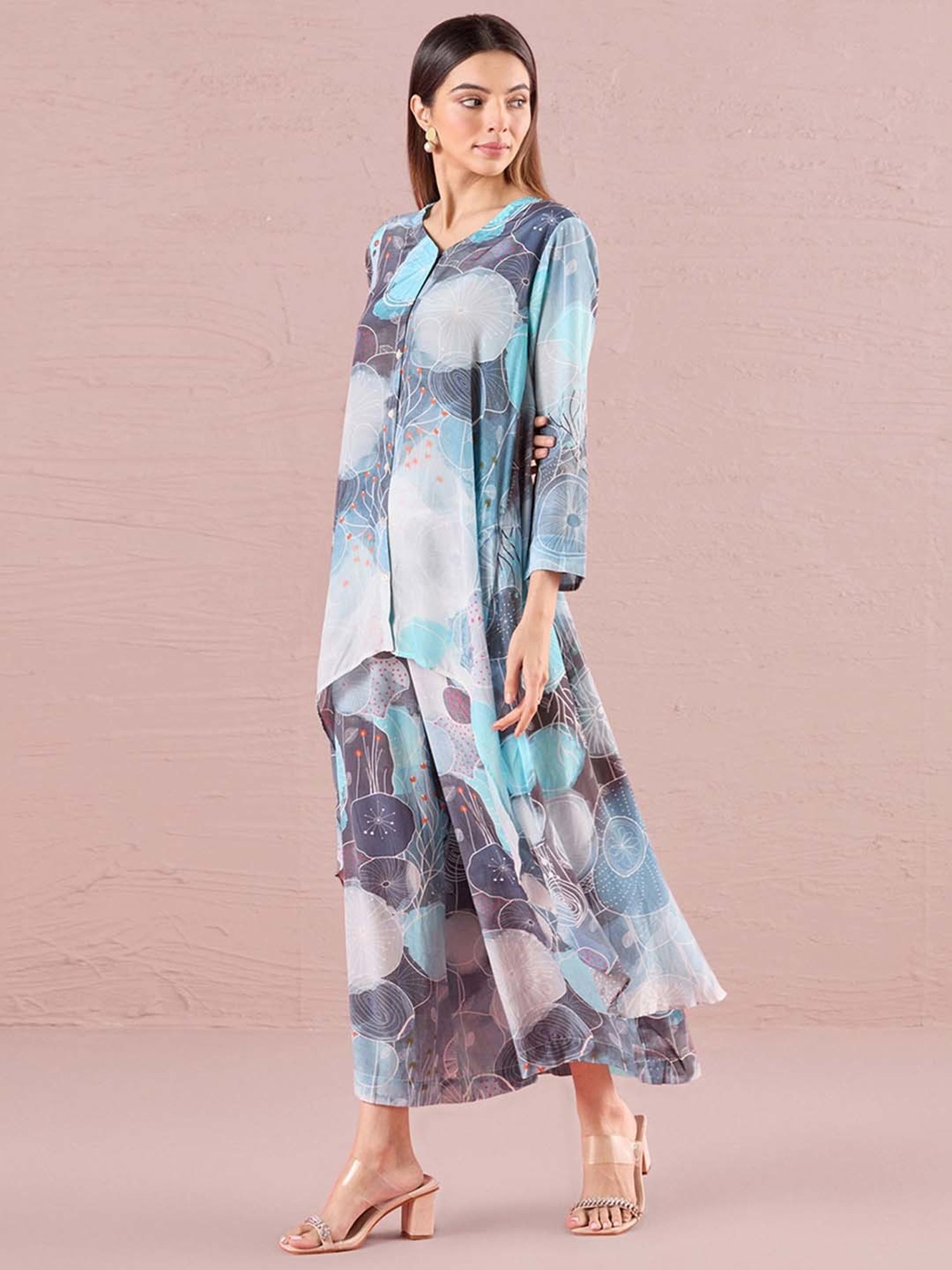 navyasa by liva Indigo Blue Tunic With Pants Set