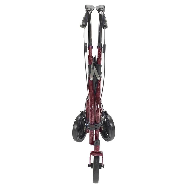 Drive Medical 3 Wheel Walker Rollator with Basket Tray and Pouch, Flame Red