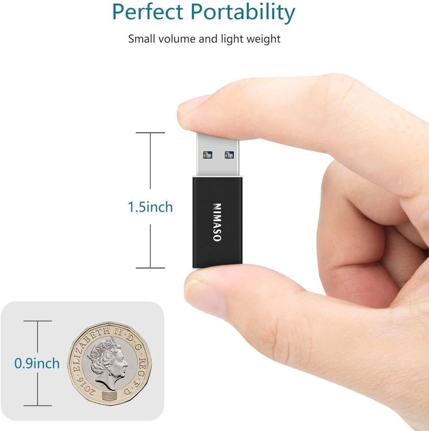 NIMASO USB C to USB 3.0 Adapter, USB C Female to USB A Male Connector, USB C 3.1 gen 1 (USB 3.0) Adapter 5Gbps / 640MBps Work with Laptops, Chargers and More Devices with Standard USB A Interface