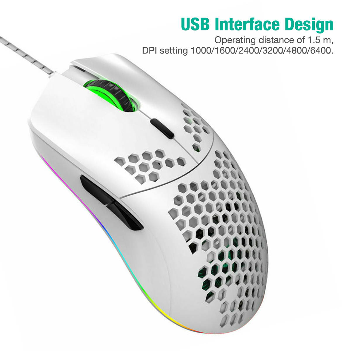 6 Button Wired Gaming Mouse 6400 DPI LED Backlit USB Optical Mechanical Game Mice for PC Laptop Black