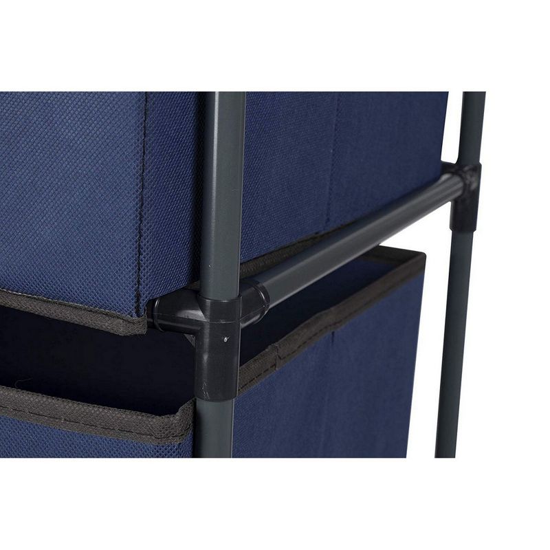 Juvale 4 Tier Dresser Drawers Organizer Tower, Fabric Chest of Storage Drawer Bins for Clothes, Blue 16.5x13 in