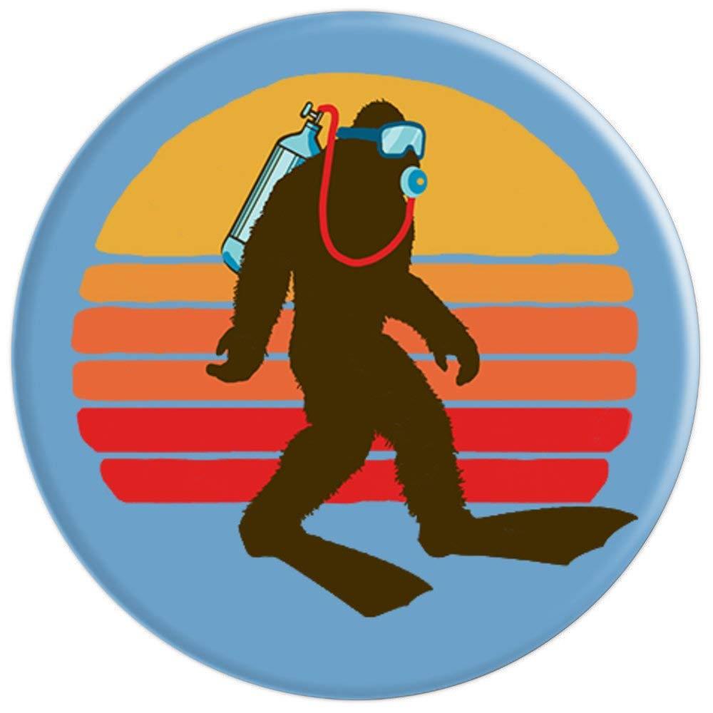 Vintage Funny Bigfoot SCUBA Diving Retro Diver & 80s Sun PopSockets Grip and Stand for Phones and Tablets