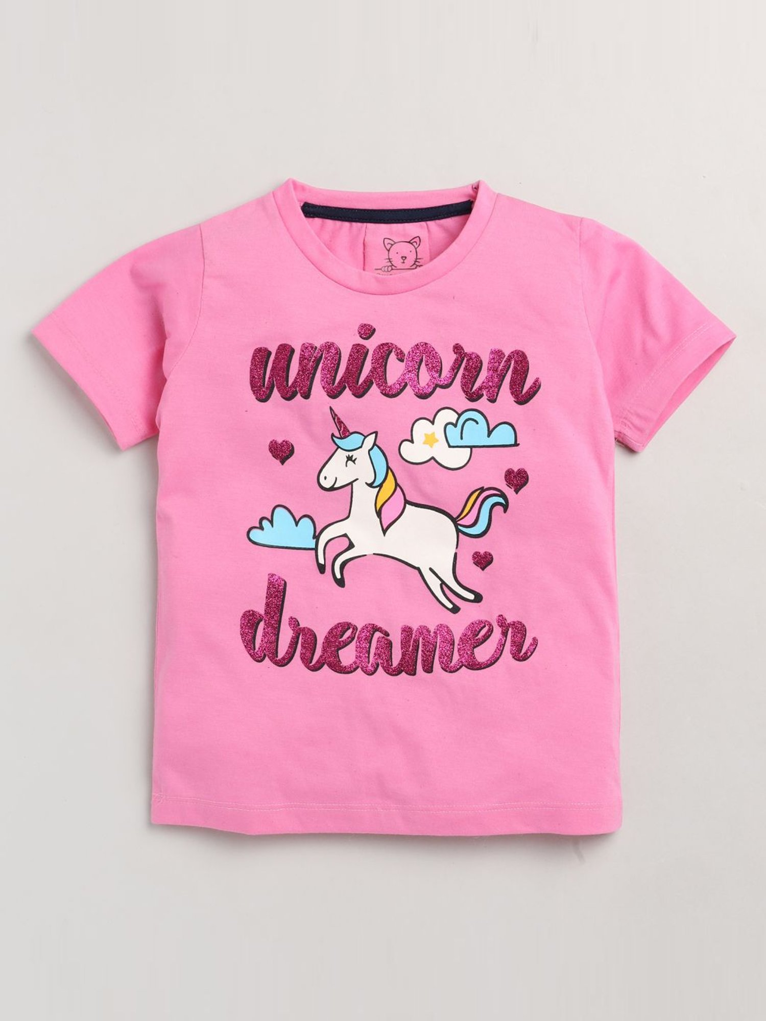 Lazy Shark Kids Pink Printed T-Shirt & Shorts